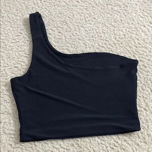 Black One-Shoulder Crop Top